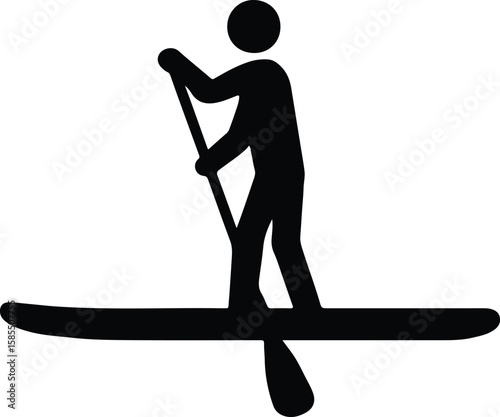 Silhouette stick figure paddleboarding stand up paddle boarding vector Illustrator
