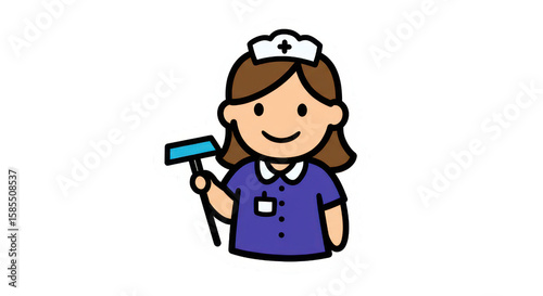 Cute Cartoon Nurse with Reflex Hammer Illustration