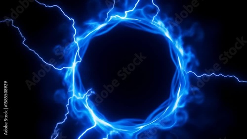 Electric Discharge Ring Portal Effect Animation Loop for Visual Effects and Motion Graphics