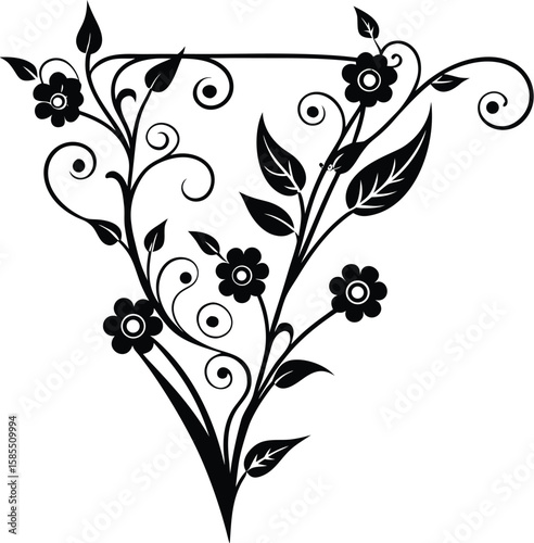 Twisted Stem Corner Design With Dainty Blooms