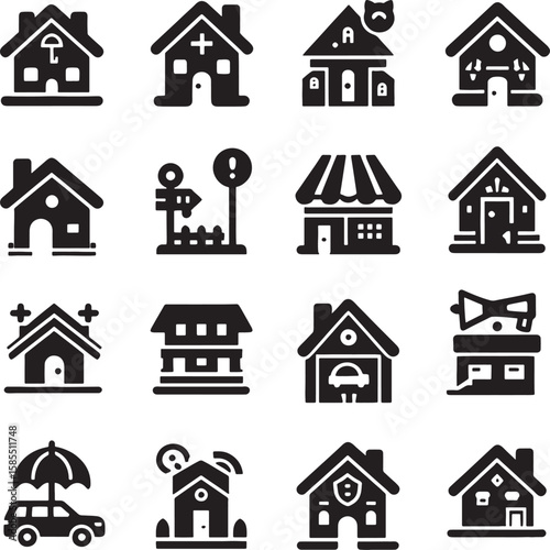 Set of real estate and house icons for property and housing design