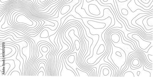 Contour Lines Topography: A minimalist, clean image displaying a complex series of gray contour lines, simulating the topography of an abstract landscape.
