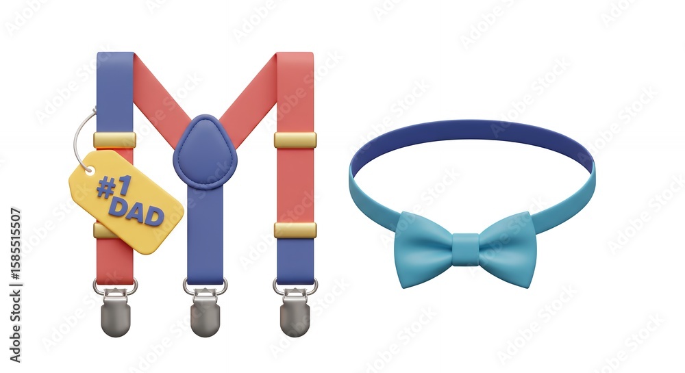 Obraz premium Colorful childrens suspenders and bowtie illustration