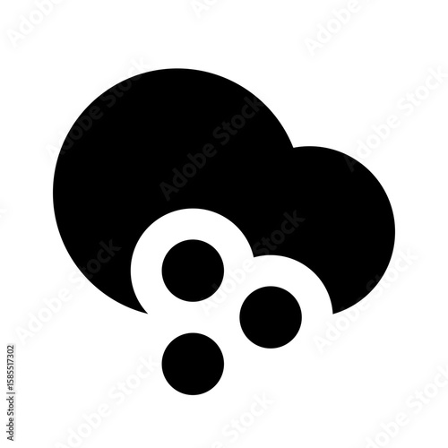 Hailstorm weather icon, solid cloud with hailstone glyphs
