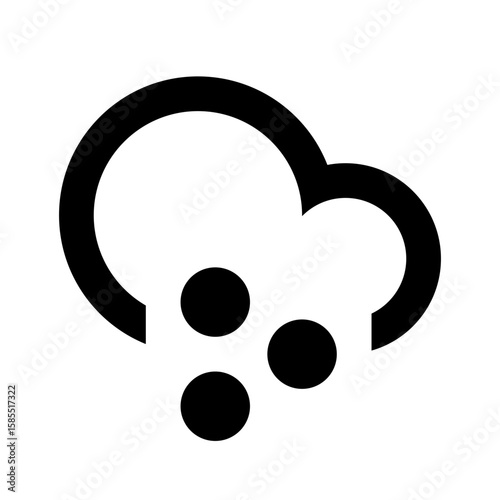 Hailstorm weather icon, outline cloud with hailstone symbols