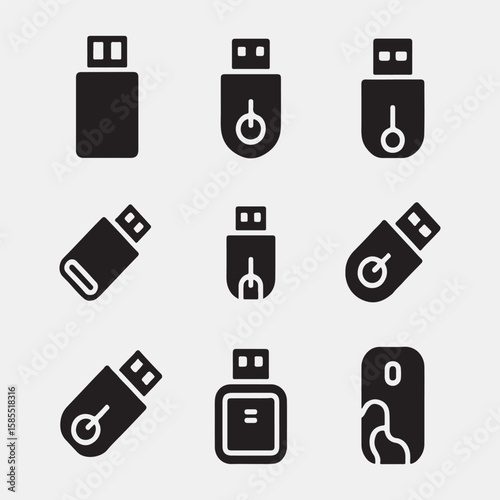Various USB Flash Drive Icons in Vector Format
