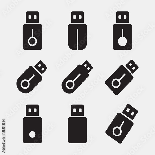 Various USB Flash Drive Icons in Vector Format
