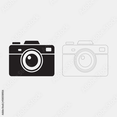 Two Simple Camera Icons in Black and White

