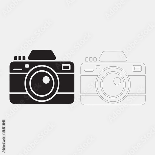 Two Simple Camera Icons in Black and White
