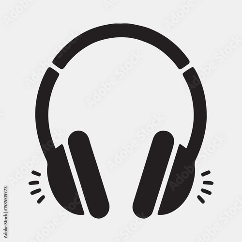 Vector illustration of over-ear headphones with audio indicator.
