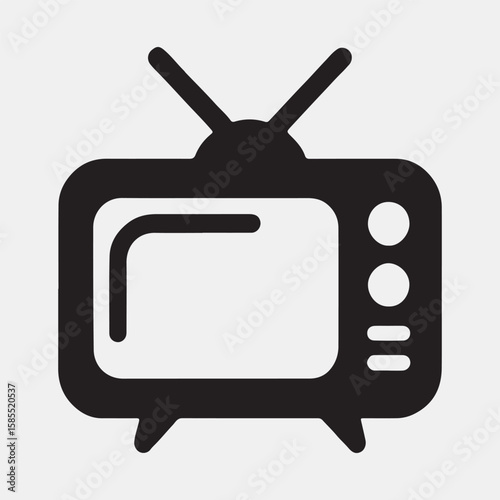 Simple Black and White Retro Television Icon
