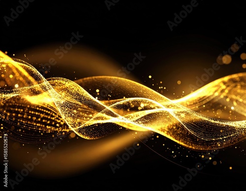 Abstract gold waves on black background (2)