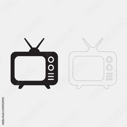 Simple Black and White Retro Television Icon
