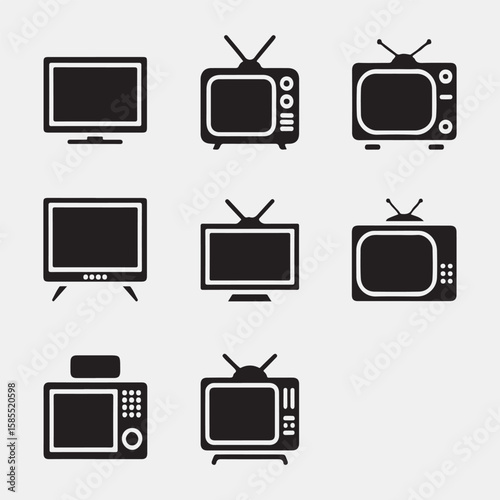 Vector Illustration of Various Vintage and Modern TV Models
