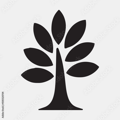 Simple Black and White Silhouette of a Tree

