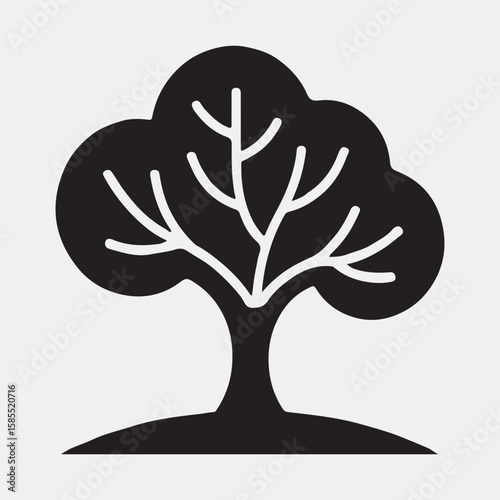 Simple Black and White Silhouette of a Tree
