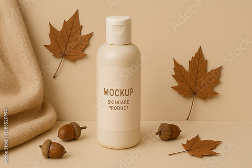 autumn leaves and bottle of wine