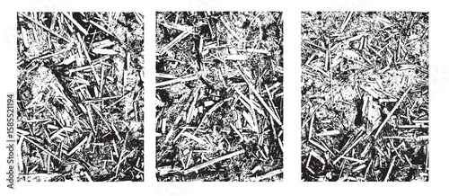 Old Wooden Debris and Sawdust Grunge Texture Overlay Background. Graphic design elements and resources vector art