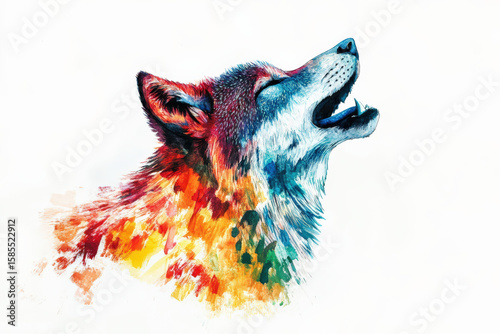 Colorful Wolf Illustration with Modern Abstract Style.
