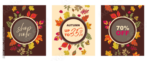 Autumn sale banners showcasing vibrant leaves and enticing discounts for shoppers looking for seasonal deals