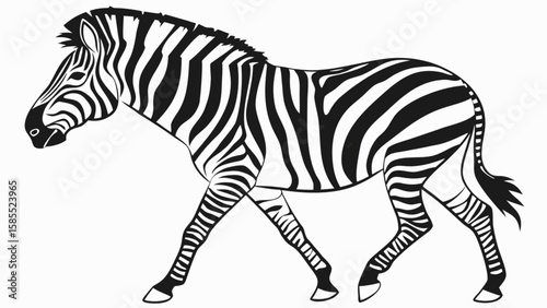 Zebra animal illustration african wildlife black and white striped mammal safari zoo nature walking drawing art