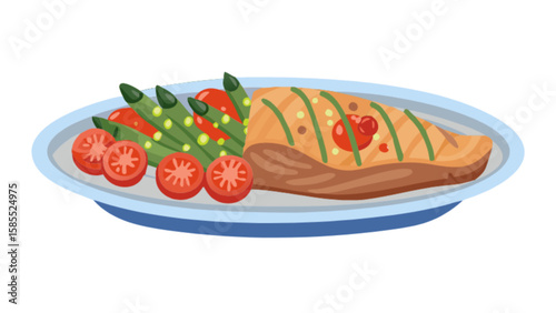 grilled sausages with vegetables