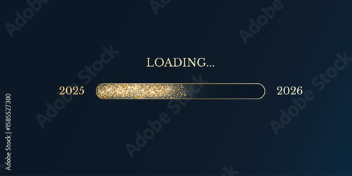 2026 loading bar, gold New Year countdown progress bar