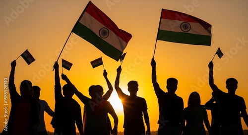 group of people with flag