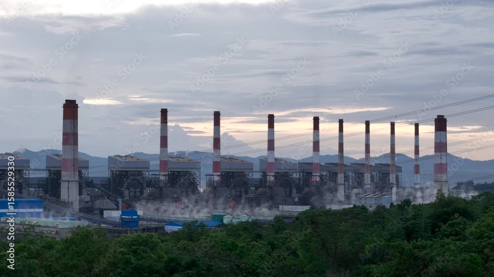 Aerial of Coal power plant, Lignite power station, Mae Moh Power Plant Operating by Electricity Generating Authority of Thailand in Lampang Northern of Thailand Aerial of Coal power plant, Lignite power station, Mae Moh Power Plant Operating by Electricity Generating Authority of Thailand in Lampang Northern of Thailand
