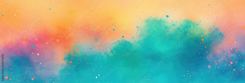 Fototapeta premium Vibrant Colorful Watercolor Texture, Abstract Background with Brush Strokes and Splatters