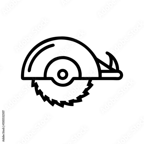 Circular saw icon in minimal design with transparent background  