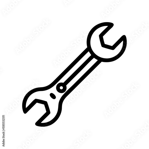 Wrench tool icon in minimalist style on transparent background  