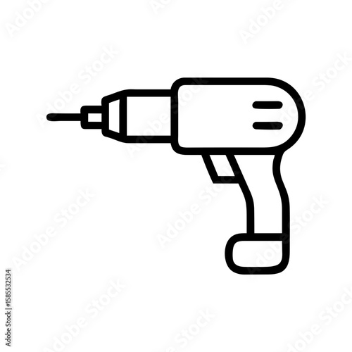 Electric drill tool illustration on transparent background  