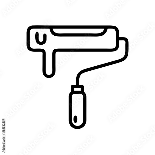 Paint roller icon with dripping paint on a transparent background  
