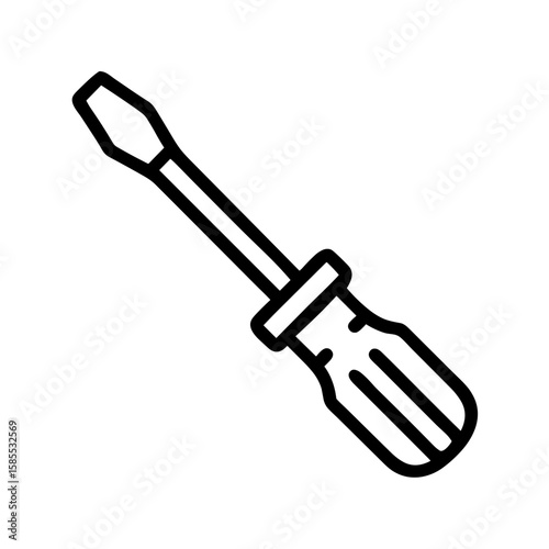 Line drawing of a screwdriver with a transparent background  