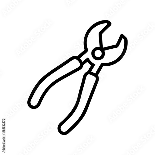 Pliers in a simple line art style against a transparent background  