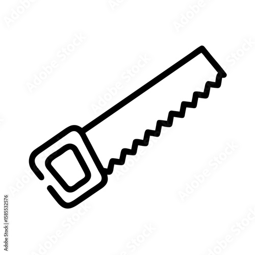 Woodworking saw icon in simple design on transparent background  