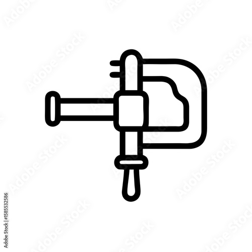 Line art illustration of a clamp tool with transparent background  