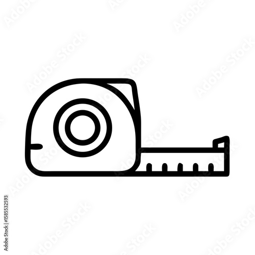 Tape measure icon in minimalist design with transparent background  