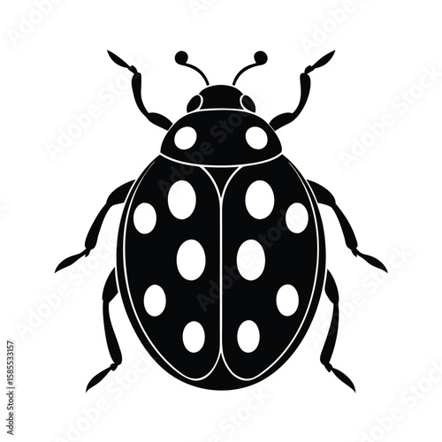 Classic spotted ladybug insect silhouette with six legs and antennae