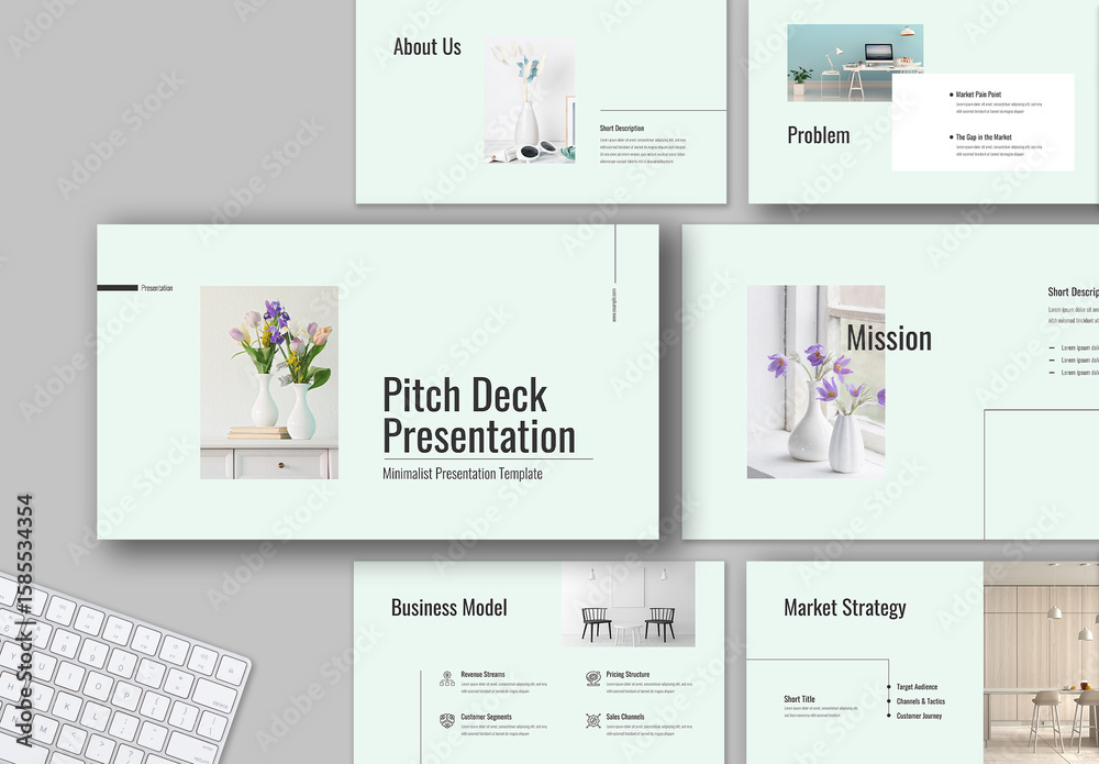 Clean Pitch Deck Presentation For Corporate Business Stock Template ...