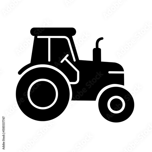 Tractor icon, symbolizing mechanized farming – black fill