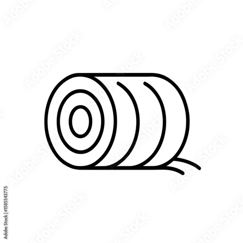 Round hay bale, symbolizing animal feed – outline