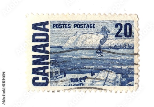 A vintage postage stamp from Canada isolated on a white background.
