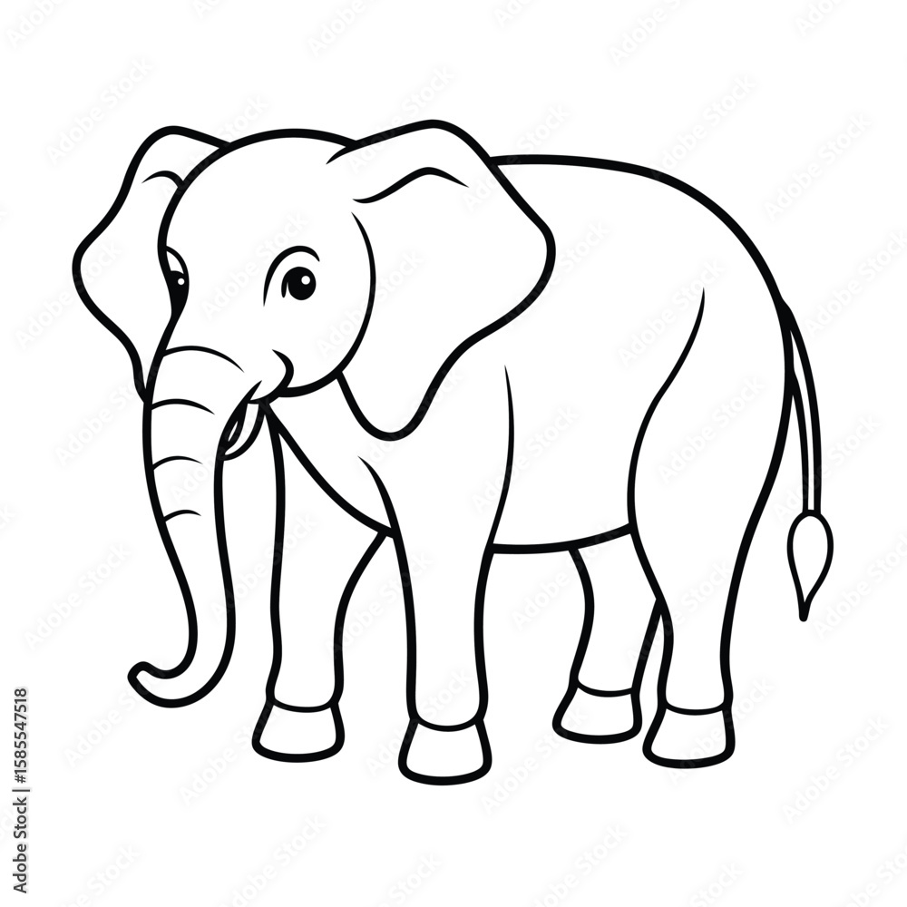 Fototapeta premium Cartoon elephant standing animal drawing