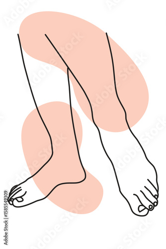 foot care line drawing heels leg woman pedicure	