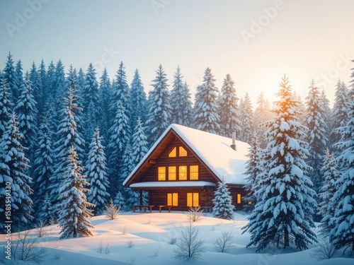 Cozy Winter Home in Snowy Woods