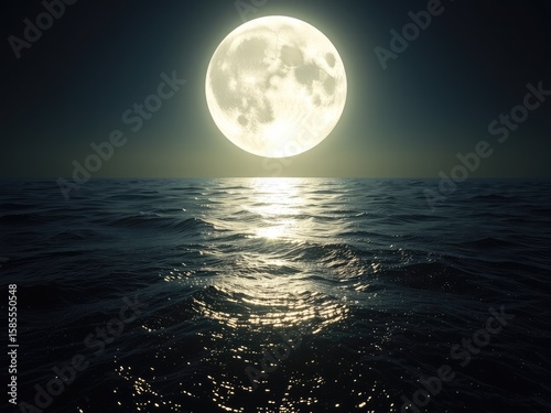 Moonlit Ocean with Extended Reflection