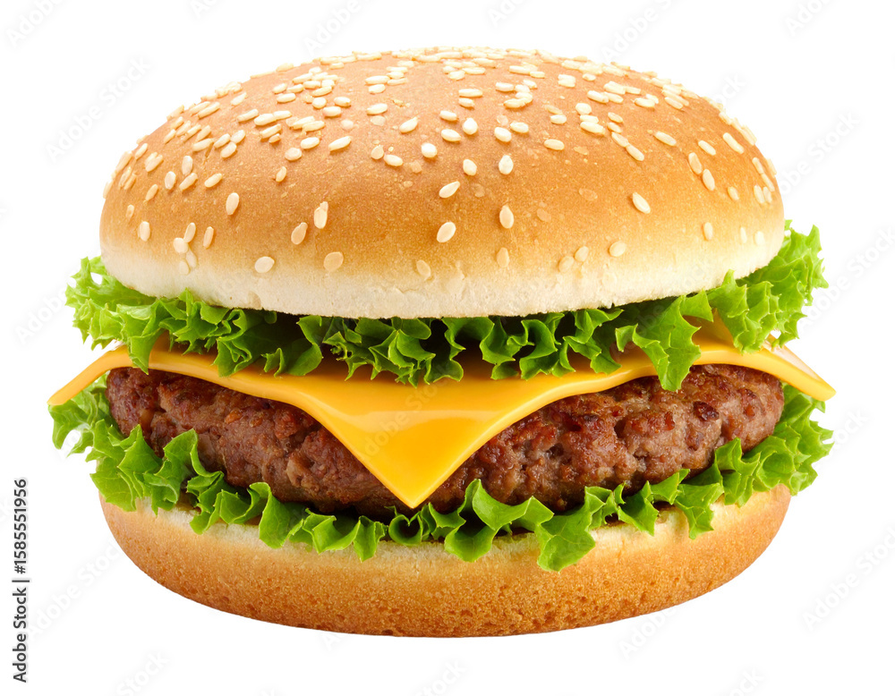 Classic hamburger with cheese and lettuce Classic hamburger with cheese and lettuce