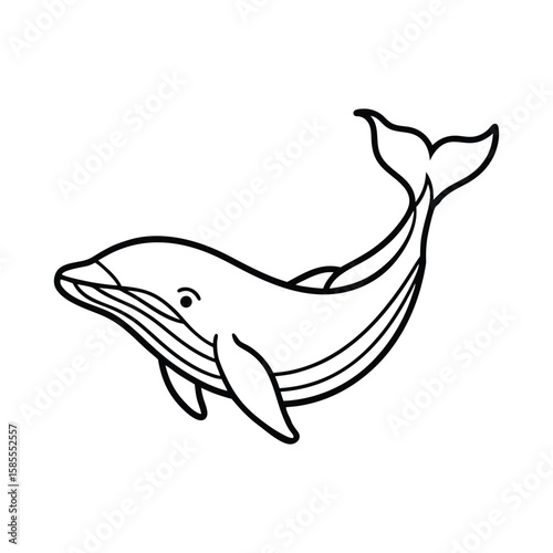Minimalist black outline of a breaching whale marine life
